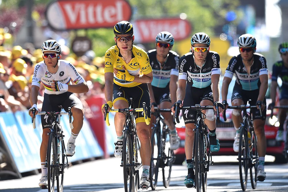 Tony Martin was pushed to the finish by his Etixx-Quickstep teammates