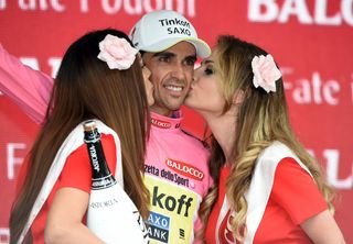 Alberto Contador (Tinkoff-Saxo) in the Giro d'Italia pink jersey on stage seven (Watson)