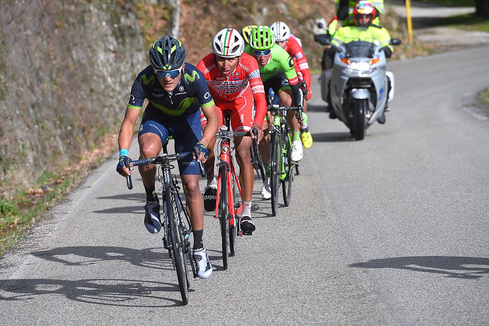 Richard Carapaz at GP Industria &amp; Artigianato leads the breakaway