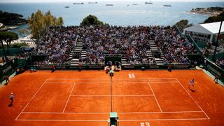 A general view of the tennis court at the Monte-Carlo Country Club