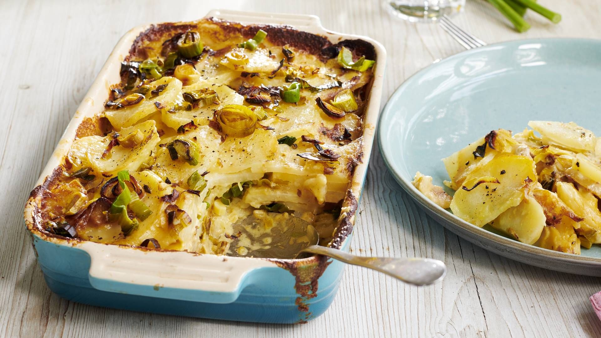 Leek dauphinoise potatoes British Recipes GoodtoKnow