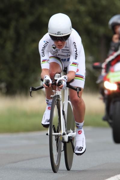 World time trial Champion, Emma Pooley (Garmin-Cervelo) finished second