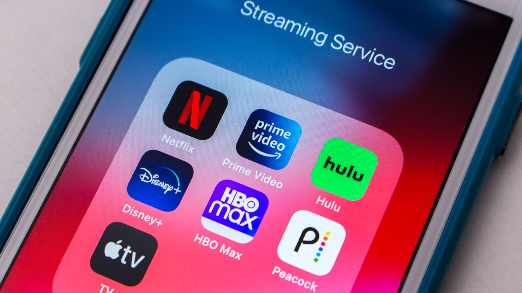 Streaming service apps on a phone screen