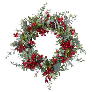 Red holly christmas wreath