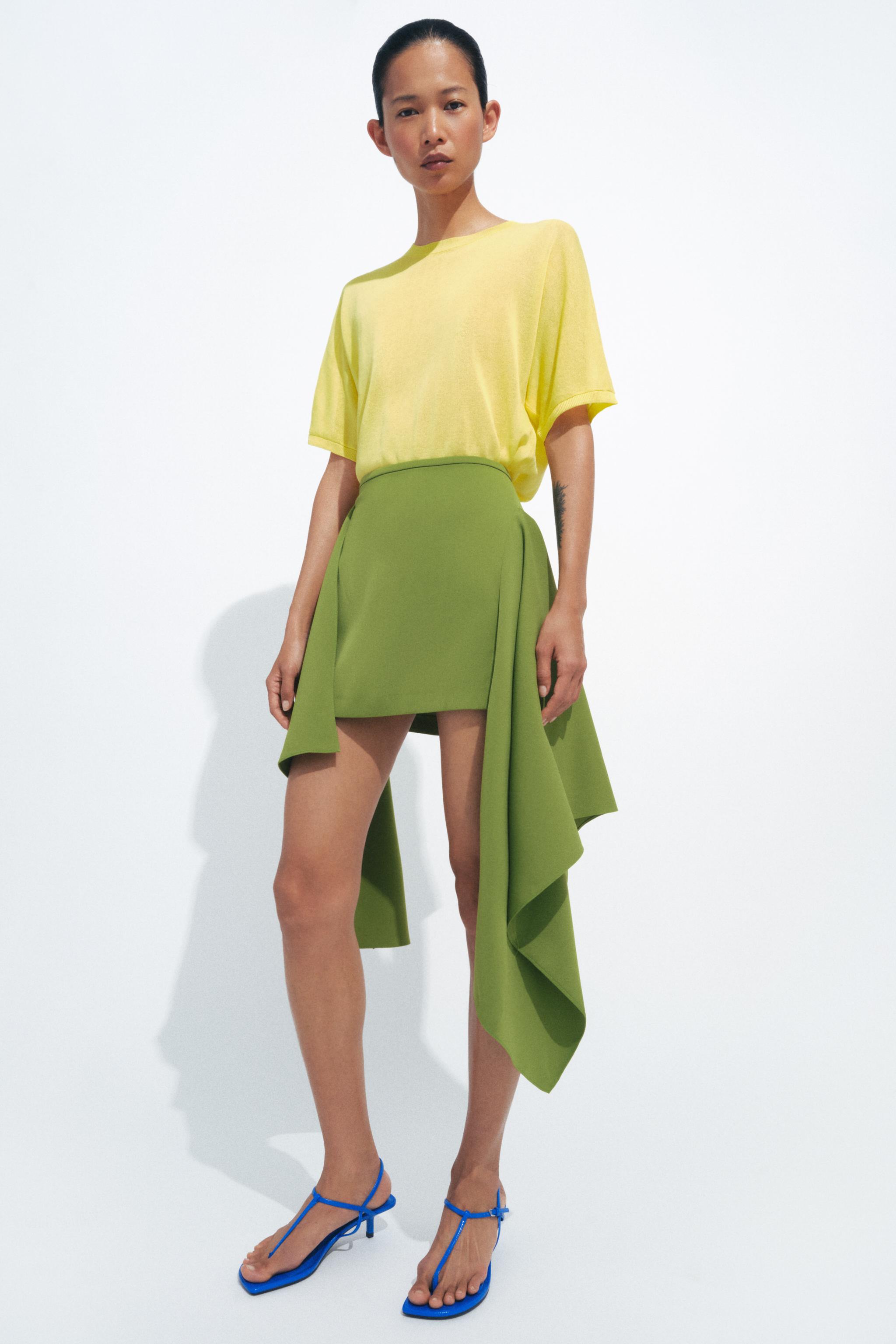 Zw Collection Asymmetric Hem Mini Skirt