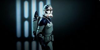 A jet trooper (stormtrooper with a jetpack) from the Star Wars: Battlefront II video game