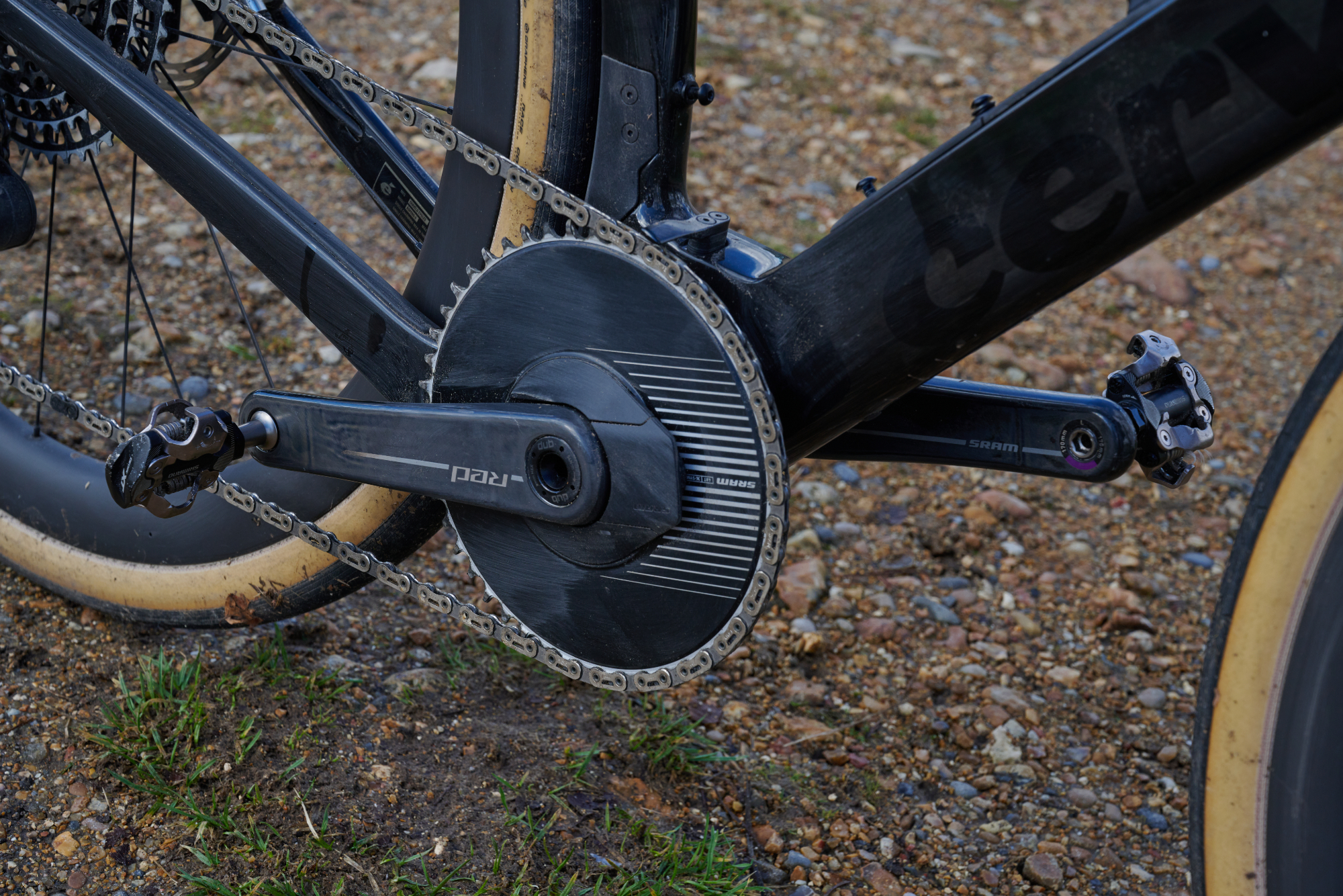 A SRAM 1x chainset fitted to a Cervelo Aspero-5 gravel bike