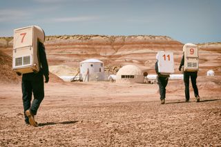 Crewmembers on a simulated Red Planet mission work at The Mars Society’s Mars Desert Research Station in Utah.