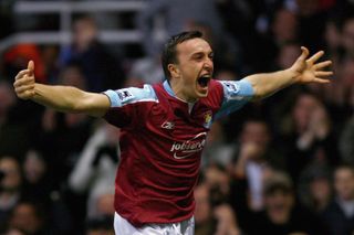 Mark Noble celebrates a goal for West Ham against Brighton in the FA Cup in 2007.