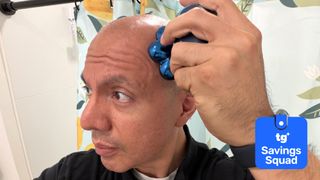 Dollar Shave Club Head Shaver in use