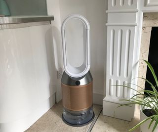 Dyson fan in the corner of an apartment
