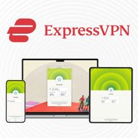 ExpressVPN running on a mobile, laptop, and tablet