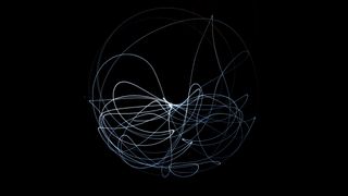 Chaos theory is demonstrated by a scribble of light trails formed from a light places at the end of a double pendulum.
