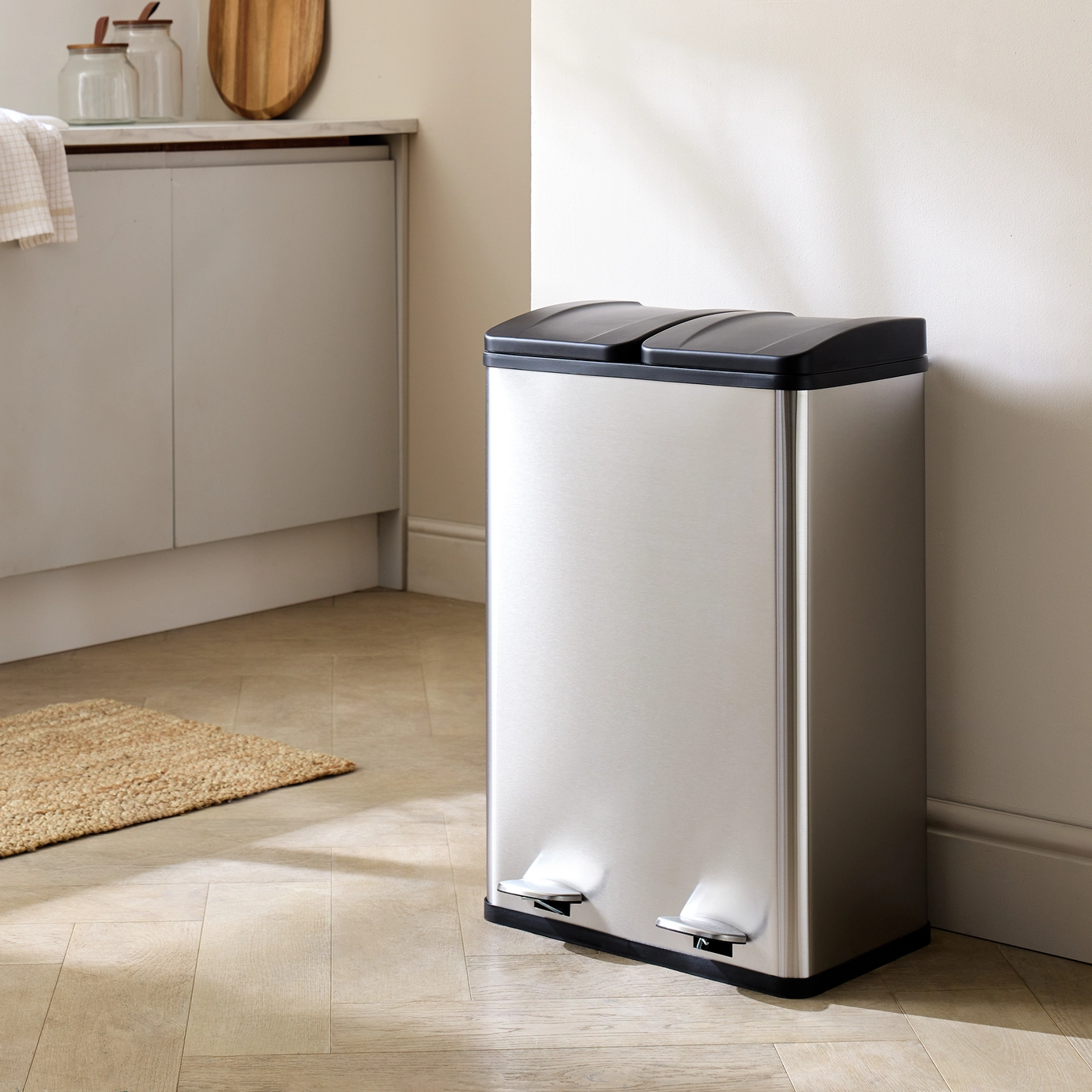 Habitat, Habitat 55 Litre Twin Compartment Pedal Bin - Steel