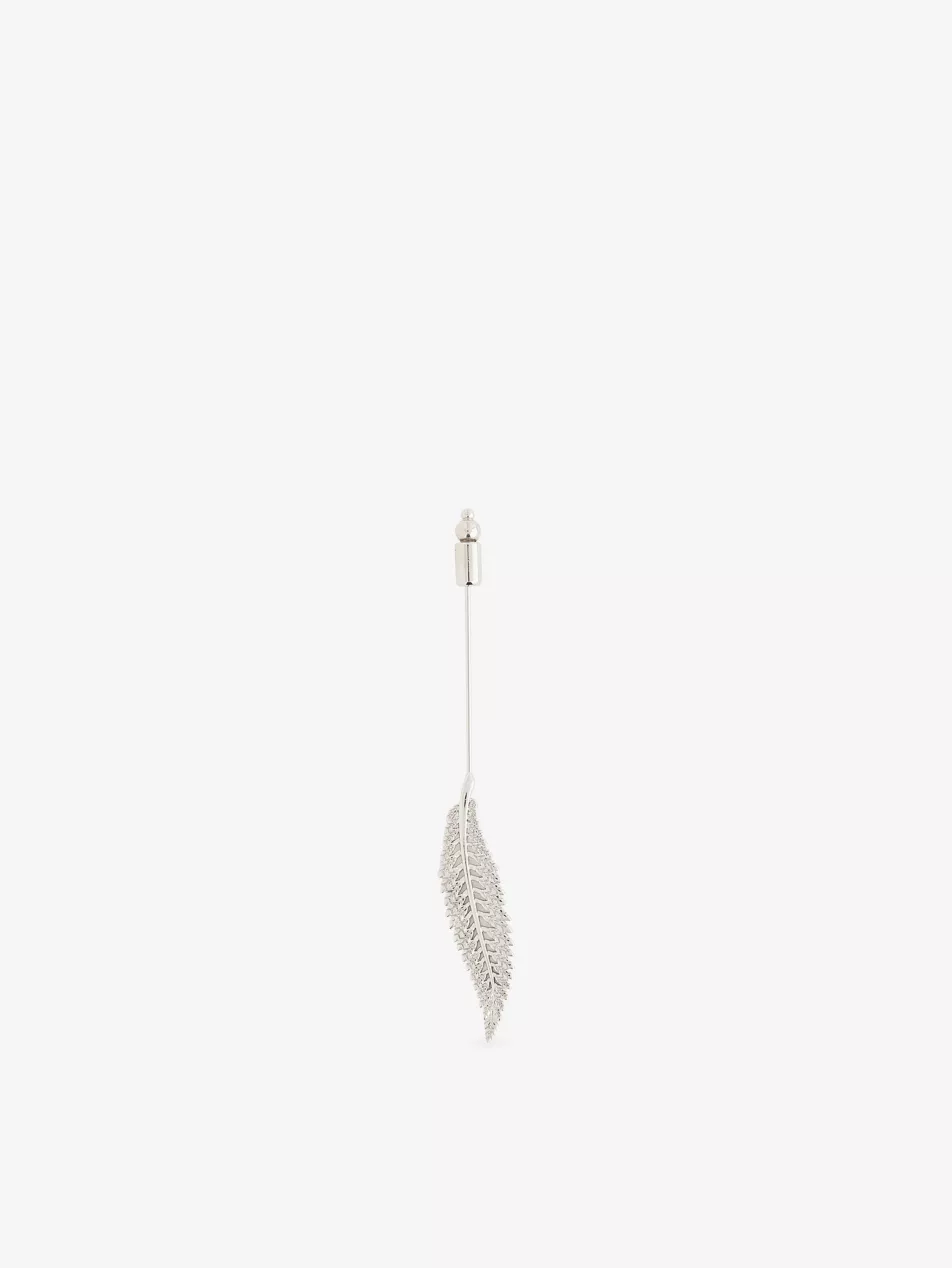 Fern Leaf Palladium-Plated Lapel Pin