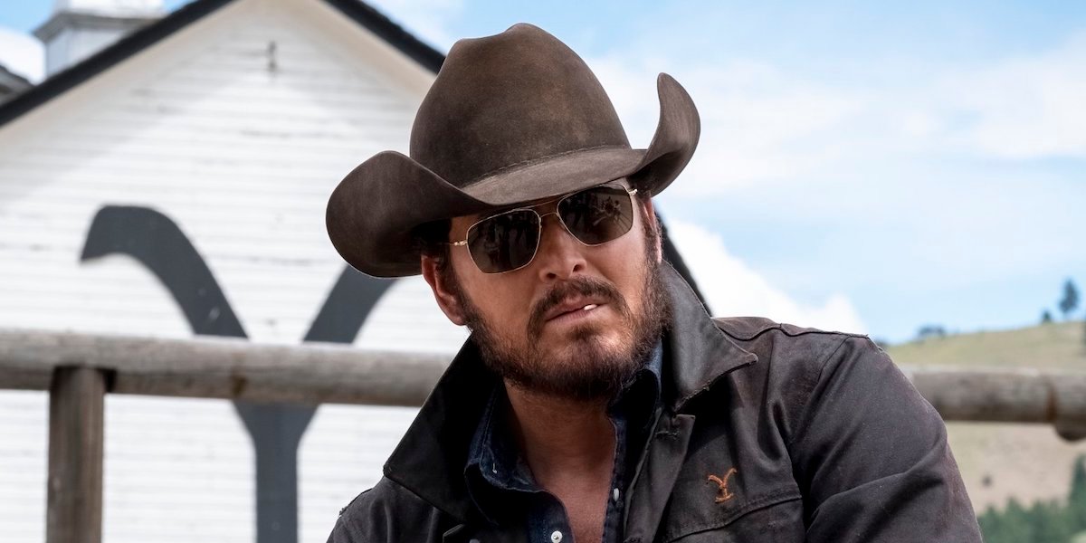 cole hauser&#039;s Rip wearing sunglasses and chewing a toothpick in yellowstone season 3 premiere