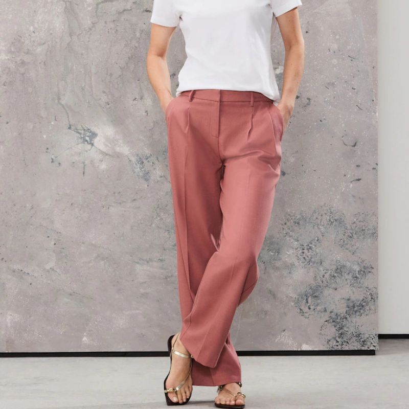Next , Pink Tailored Straight Trousers With Wool