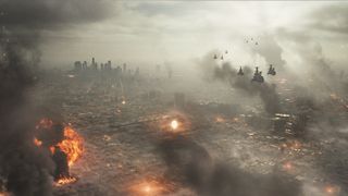 Aliens reduce much of the City of Angels to smoking ruins in the new flick 'Battle: Los Angeles.'