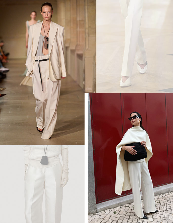 Women in all-white outfits