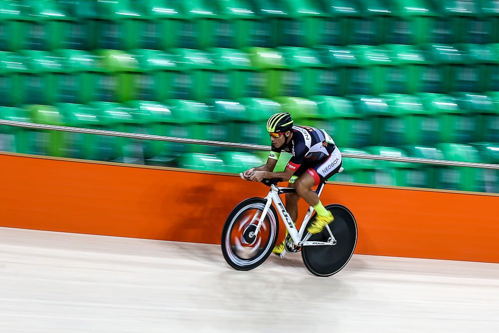 A Cyclist trains at the newly delivered Rio Olympic Velodrome at Olympic Park