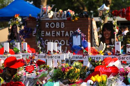 A memorial outside Robb Elementary School