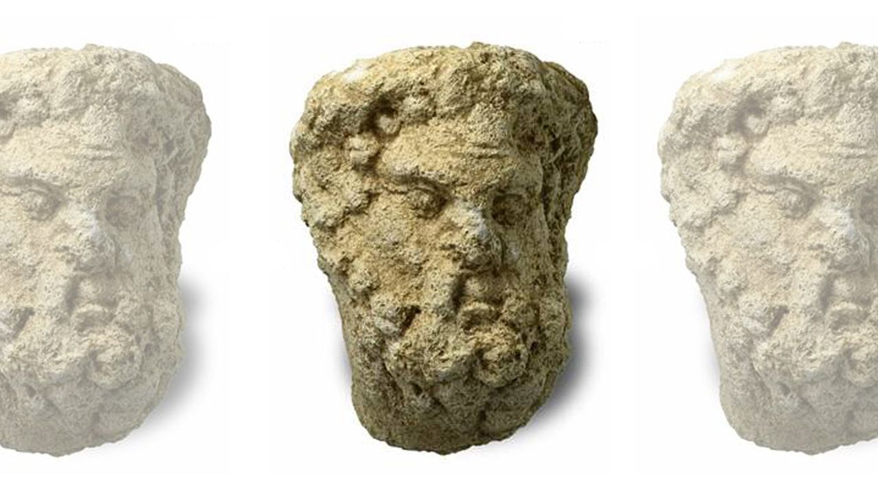 The archaeologists have also found the remains of several statues, including this limestone head that may portray the chief Roman god Jupiter.