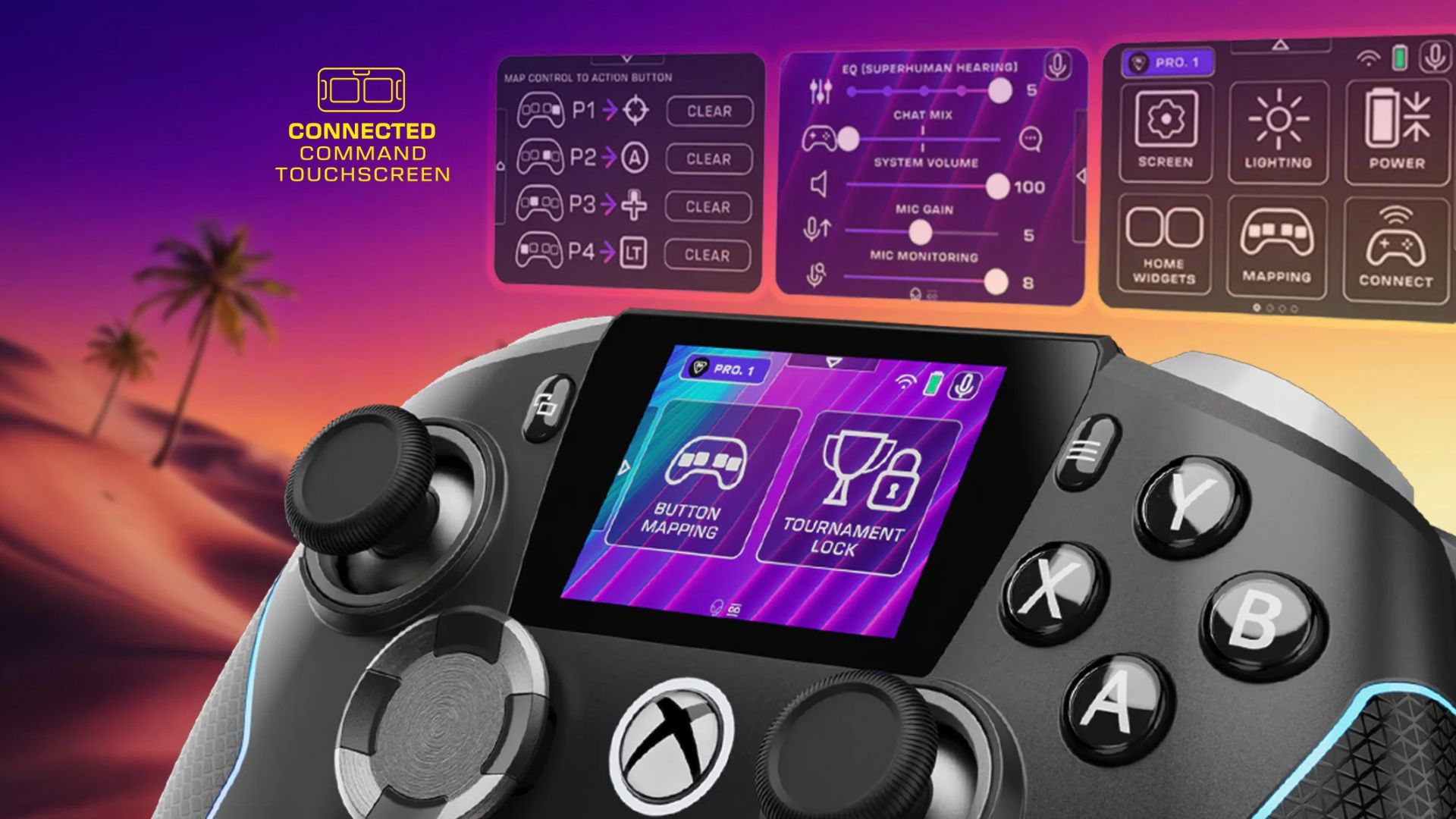 The Turtle Beach Stealth Ultra 2 with its on-screen menu system displayed