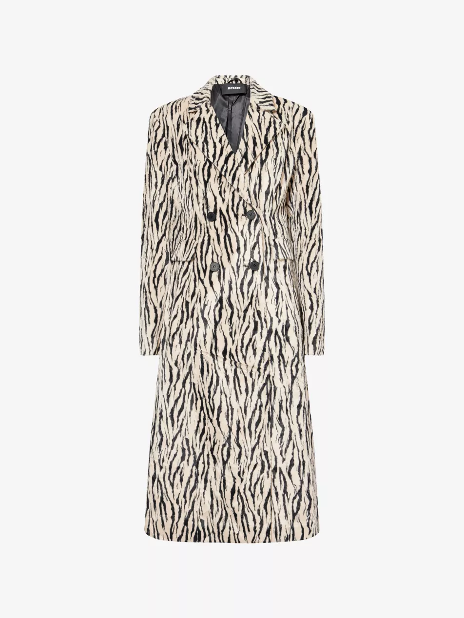 Printed Double-Breasted Cotton-Blend Coat
