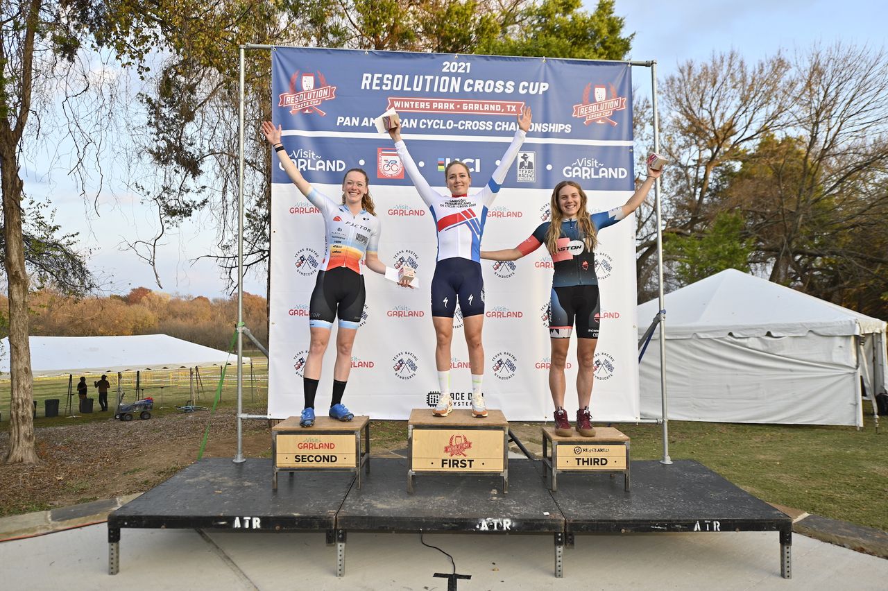 Elite women's podium at 2021 Pan-American Championships ini Garland, Texas