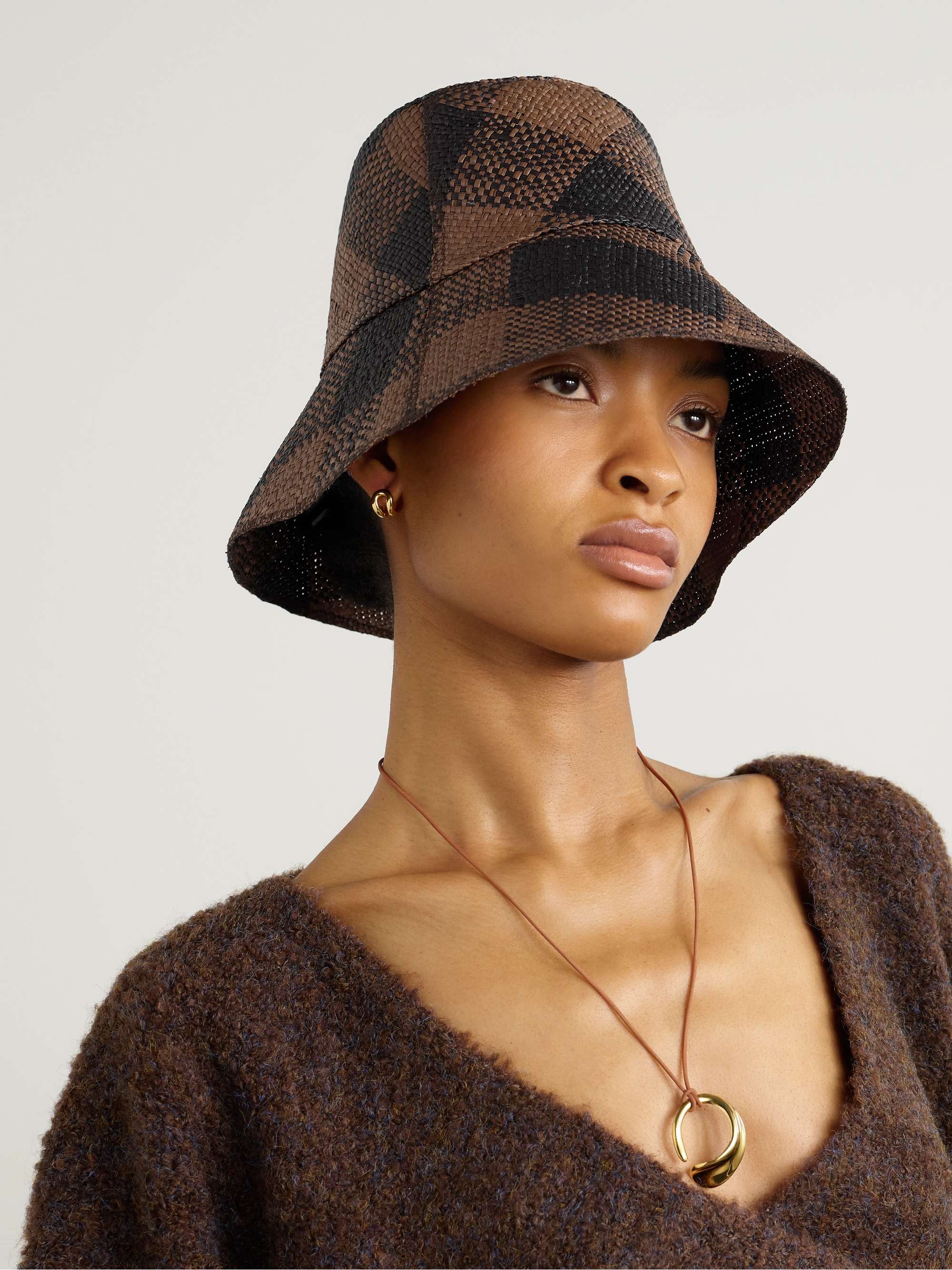 + Artesano Heaven and Earth Checked Straw Bucket Hat