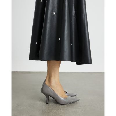 Grey Pointed Toe Court Heels