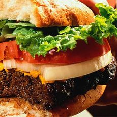 Dish, Food, Cuisine, Junk food, Buffalo burger, Fast food, Hamburger, Veggie burger, Patty, Ingredient, 