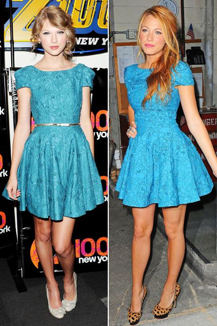 who wore it best - blake lively - taylor swift - tibi - tibi dress - blue lace