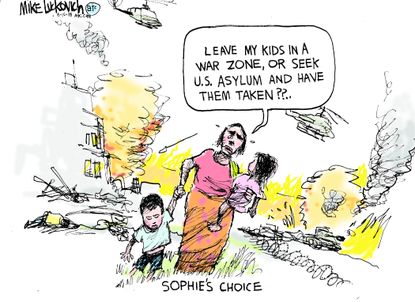 Political cartoon World Syria Sophie’s choice children death immigration detention family separation