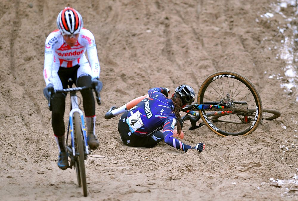 A rider crashes at Superprestige Zonhoven