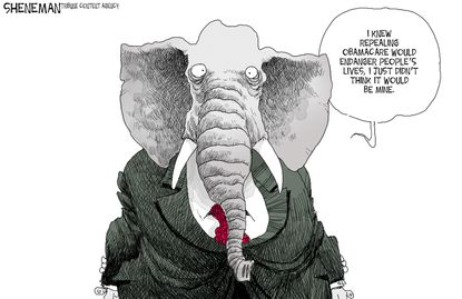 Political Cartoon U.S. Obamacare Ryancare American Health Care Act GOP Lives