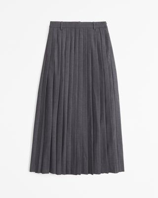 Mid Rise Pleated Maxi Skirt