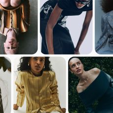 A collage of lookbook photos from the brands Abadia, Karen Arcanjo, Michelle Rhee, Skarule, and A.M.G..