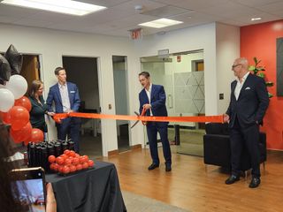The ribbon-cutting ceremony at the new Biamp Boston office.