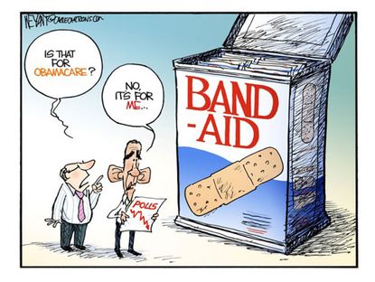 Obama cartoon Obamacare polls