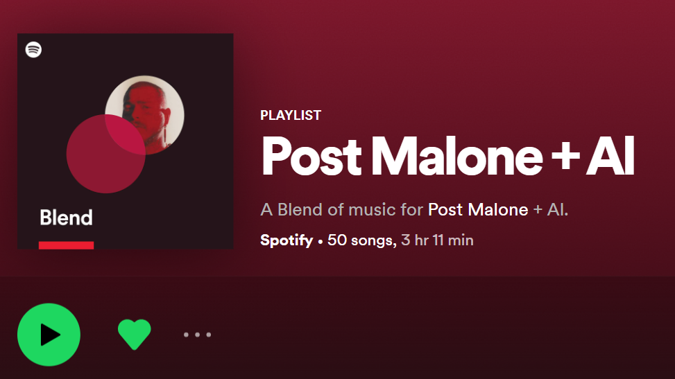 Spotify общий скриншот плейлиста post malone