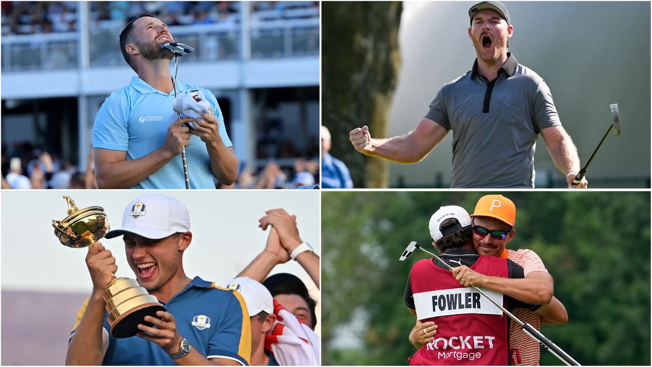 Four golfers celebrating wins