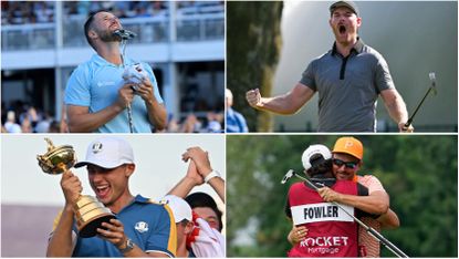 Four golfers celebrating wins