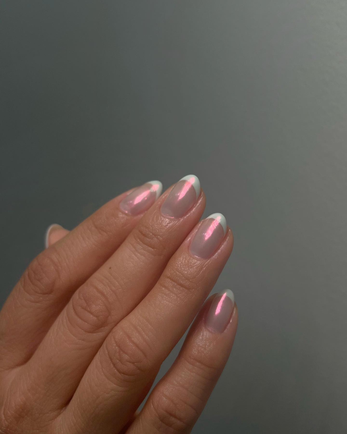 @nailartbyqueenie chrome French tip manicure