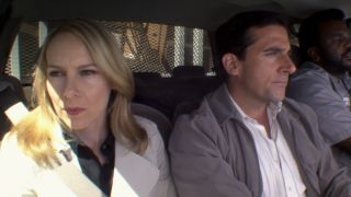 Holly and Michael in Darryls truck in The Office