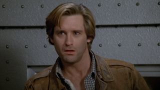 Lone Starr (Bill Pullman) stares at Lord Dark Helmet in Spaceballs