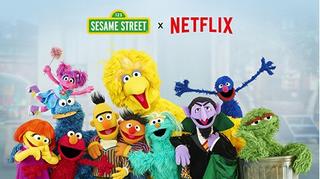 Sesame Street characters with Netflix logo