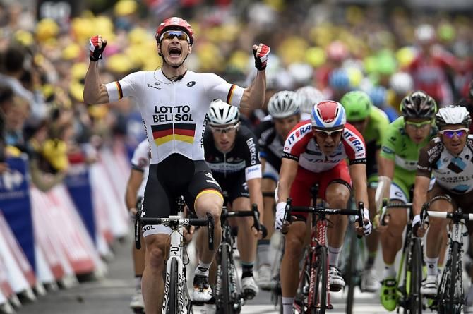 Andr&eacute; Greipel (Lotto Belisol) thrilled to win on stage 6 in Reims