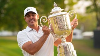 Brooks Koepka with the trophy after his 2023 PGA Championship victory