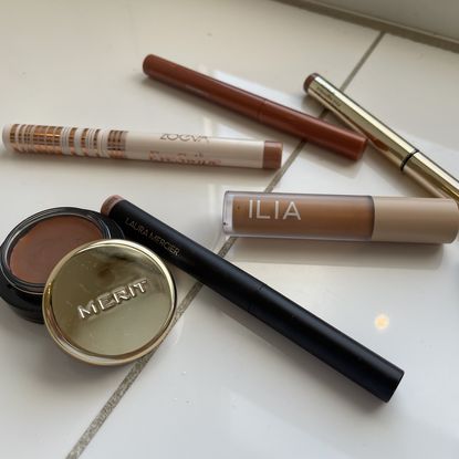 Best Cream Eyeshadows - a line up of products from zoeva, ilia, laura mercier, merit 